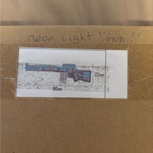 Neon-Style Gun Wall Art Print - Blue Accent